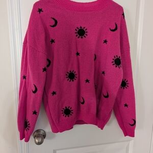 Pink Sweater with Celestial Design